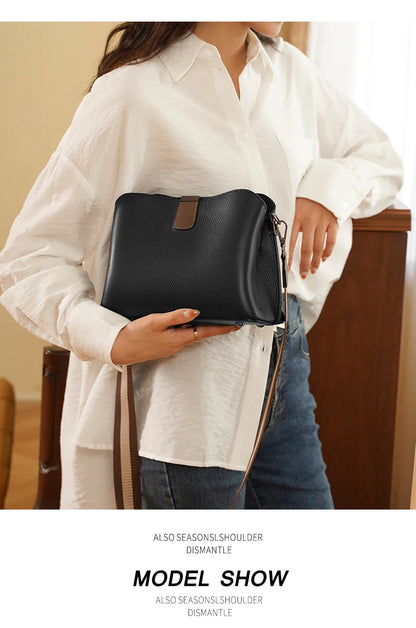 FOXER Genuine Leather Women's Shoulder Bag 2026 Casual Lager Tote Bag PVC Female Crossbody Purse