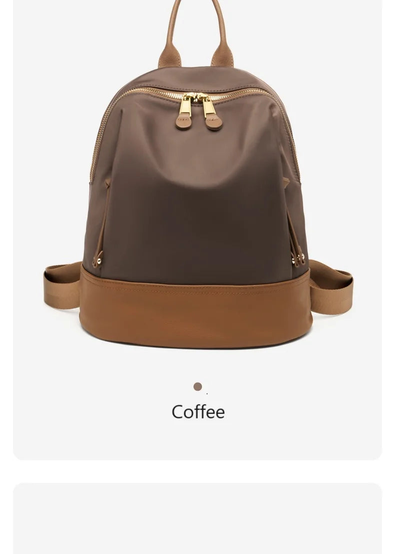 New Oxford &Leather Female Aesthetic Backpack School Bags Luxury Designer for Girls Women Backpacks Travel Light Weight - SC1708