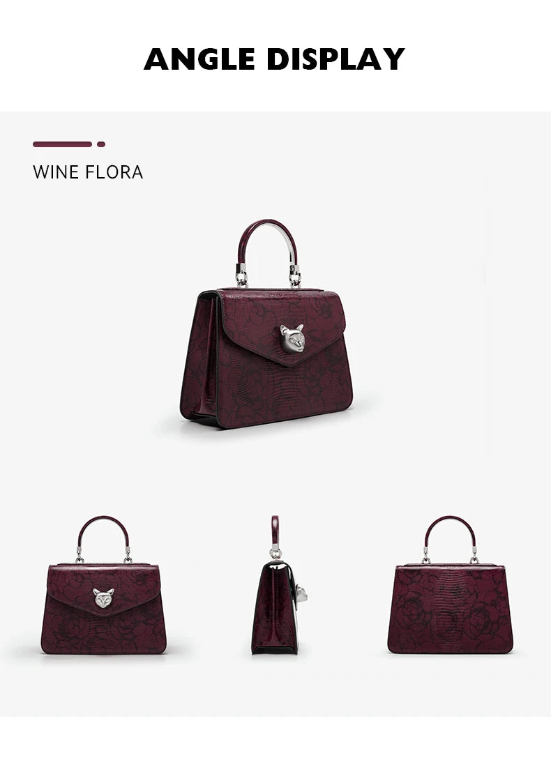 BAFELLI Floral Leather Business Doctor Bag in Pine Forest