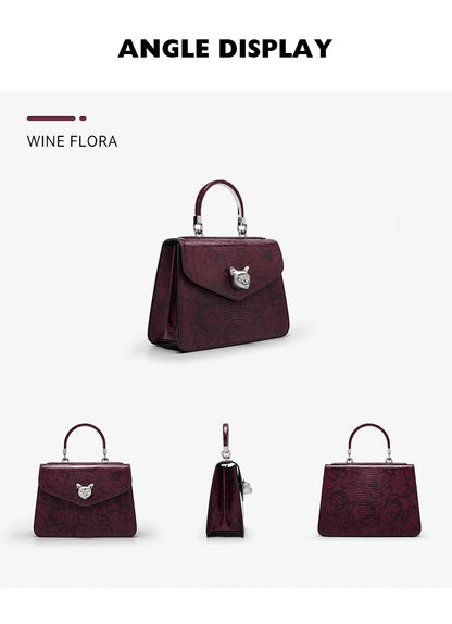 BAFELLI Floral Leather Business Doctor Bag in Pine Forest