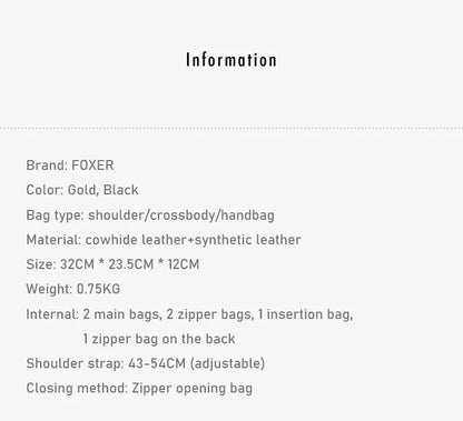 FOXER Lady's Handbag Genuine Leather 2026 Elegant Female Shoulder Bag Luxury Design Crossbody Bag Diamond Embossing Commute Work
