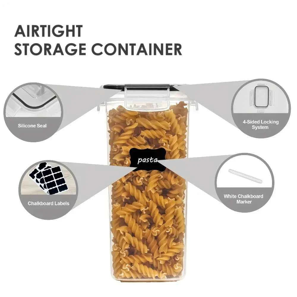 12-Piece Food Storage Containers with Lids, Plastic Kitchen Pantry Organizers for Dry Goods Flour Sugar