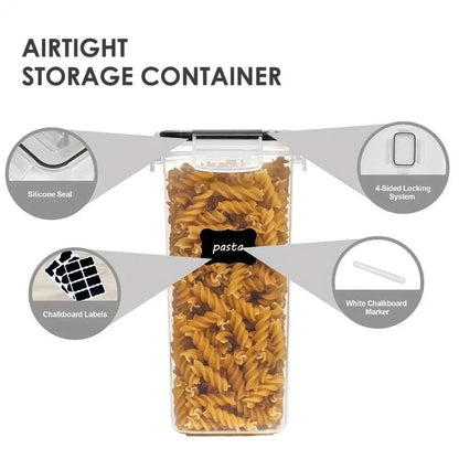 12-Piece Food Storage Containers with Lids, Plastic Kitchen Pantry Organizers for Dry Goods Flour Sugar