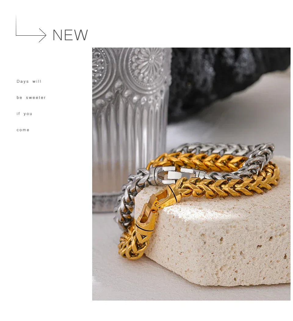 High-Quality Stainless Steel Round Cuban Chain Bracelet - ShopHub