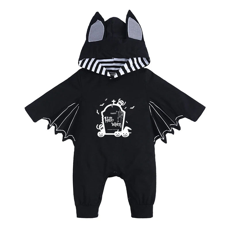 Kids Tales Batty Boo Cotton-Blend Halloween Baby Romper