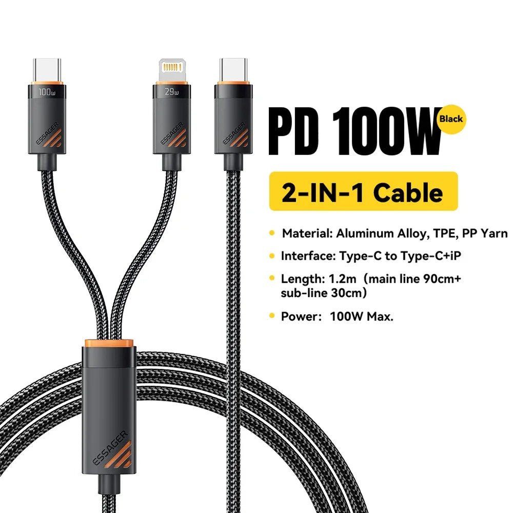Essager 2 in 1 USB Type C to Type C Cable - ShopHub