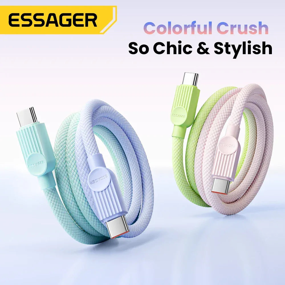 Essager USB C Colour Cable for iPhone 16 15 14, Xiaomi, Huawei, Samsung, Macbook, iPad - ShopHub