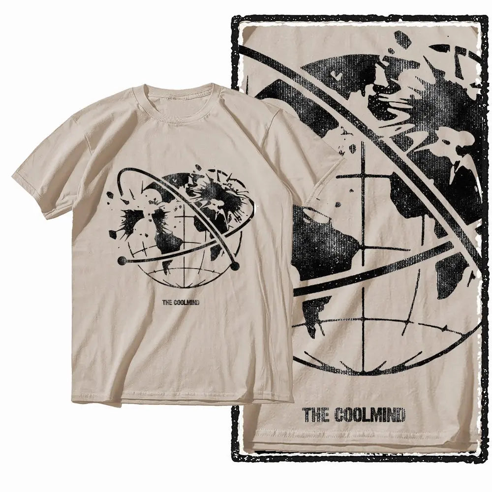 G19 Beige Cotton Men's o-neck COOLMIND  Graphic T-shirt |  Streetwear Big Size Cool men's Tee Tshirt
