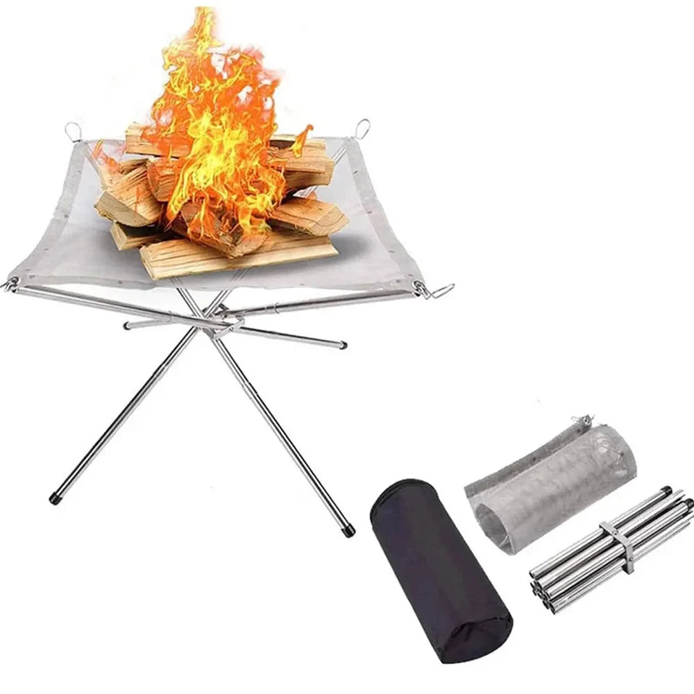 Stainless Steel Foldable Camping Fire Pit & BBQ Rack Habicare