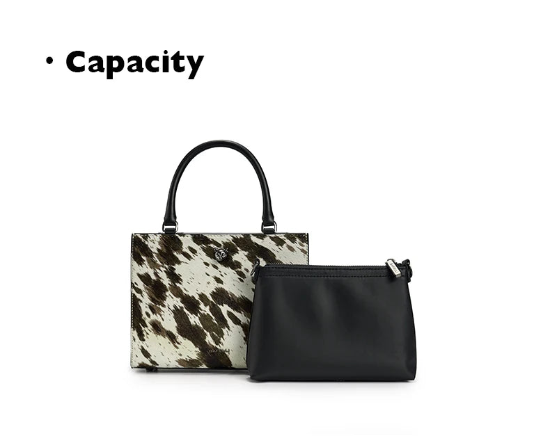 BAFELLI Real Fur & Leather Leopard Crossbody Bag