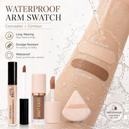 3pcs/Set Concealer + Contour Powder + Blending Puff