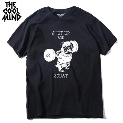 COOLMIND PU0117A Go Home or Go Hard Pug Cotton Tee