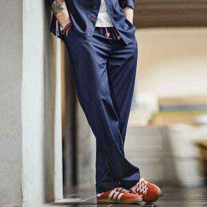 Maden Vintage Solid Colour Loose Casual Straight Pants