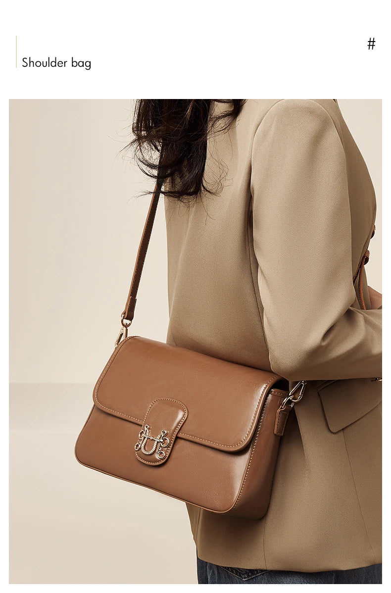 FOXER Split Cowhide Leather Crossbody Bag