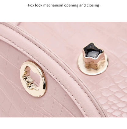 FOXER Chic Luxury Shoulder Bag for Women PU Leather Pink Top‑handle Handbag Fashion Ladies Crossbody Purse for Daily Dating