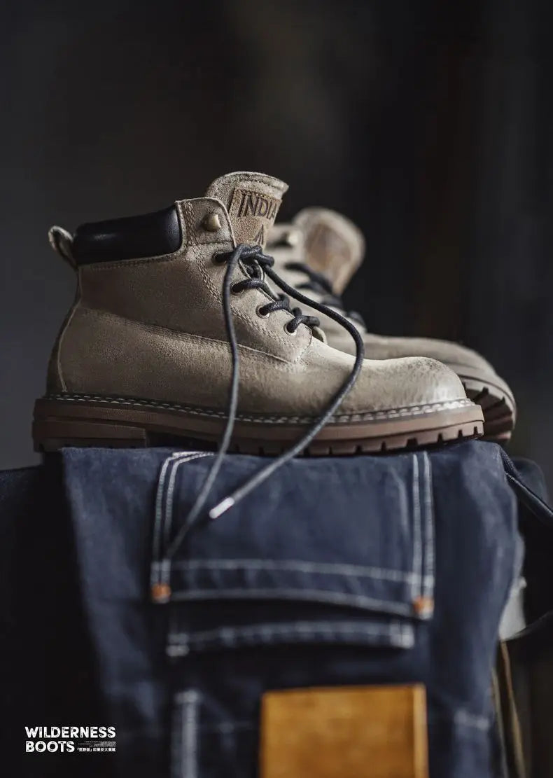 Maden Full Grain Pigskin Leather High Top Work Boots