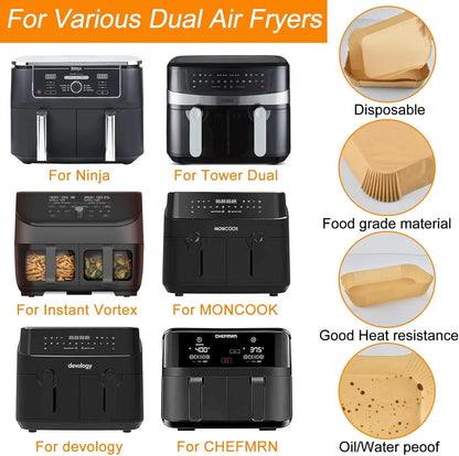 200 Pieces Non-Stick Baking Paper Sheets for Ninja Air Fryer & Foodi Dual