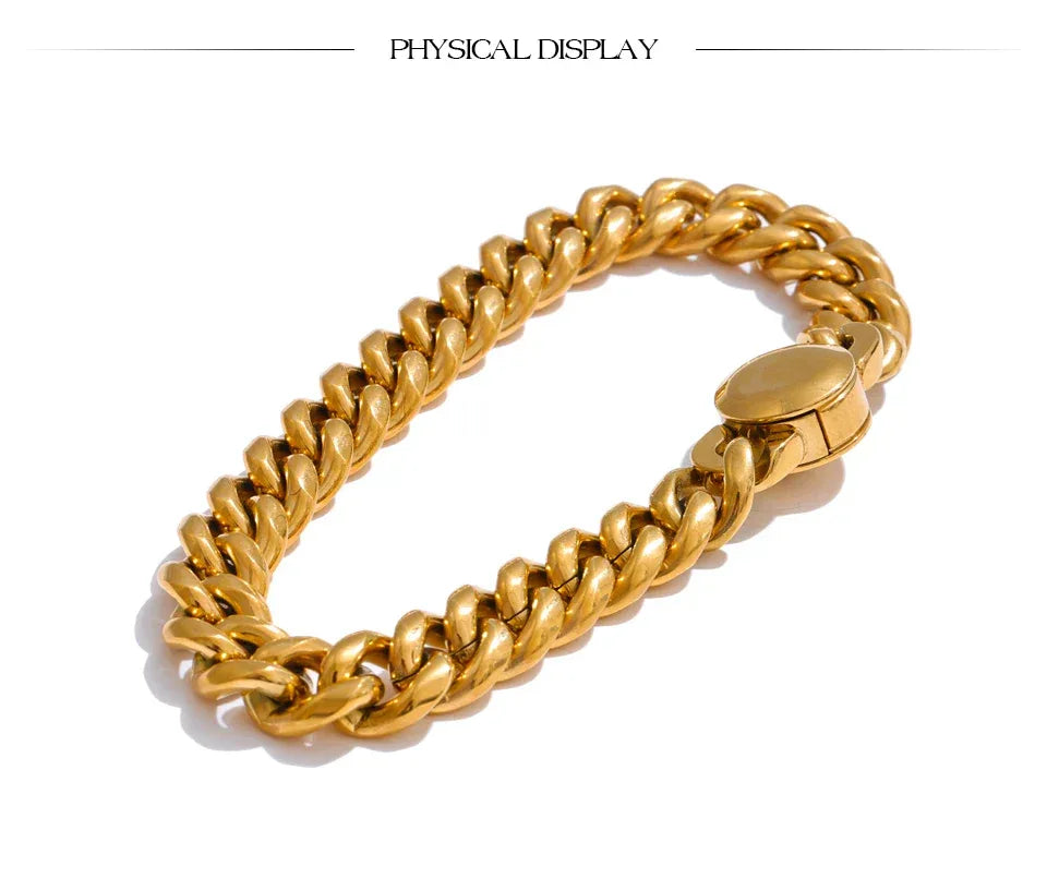 Hand Polished Stainless Steel Cuban Link Thick Bracelet - ShopHub