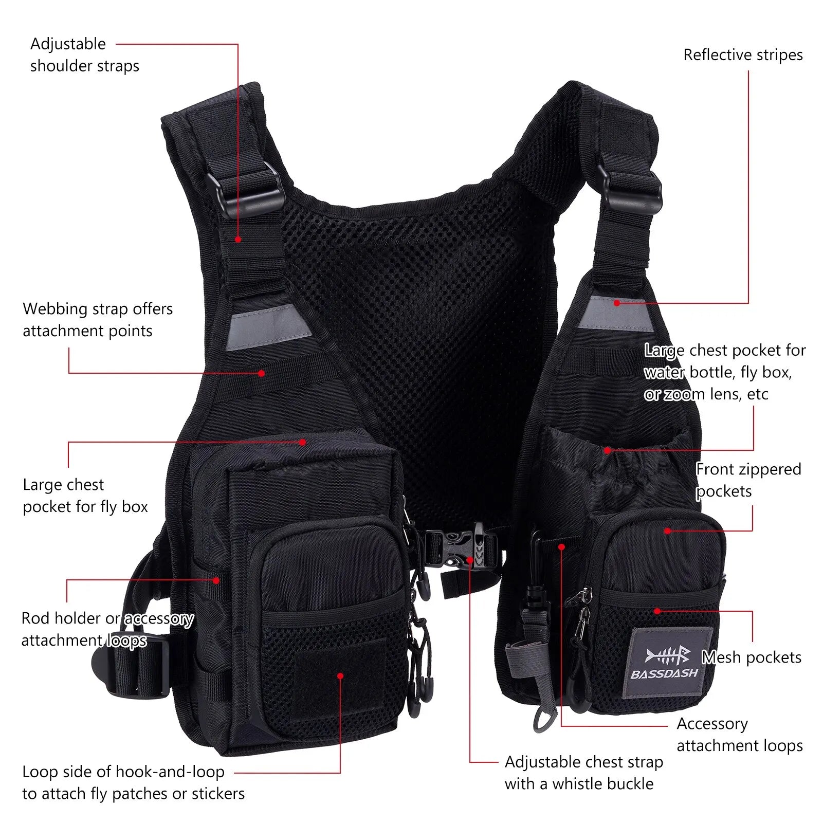 BASSDASH Ultra Lightweight Fly Fishing Vest ShopHub