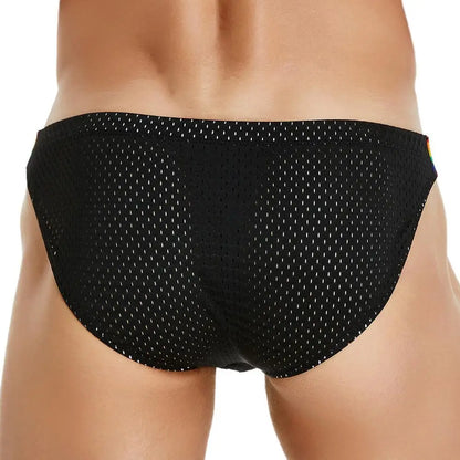 SEOBEAN Men's Breathable Underwear - Mesh Sexy Briefs with Rainbow Belt