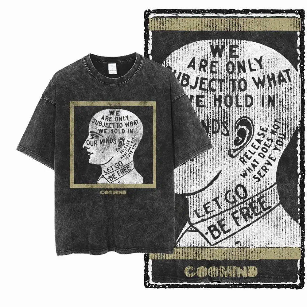 G22 Exclusive Vintage Streetwear Cotton Men's COOLMIND Graphic T-shirt | Acid Washed Big Size Cool O-neck Men's Tee Tshirt