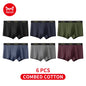 MiiOW 6Pcs Men's Cotton Underwear - Soft Antibacterial Breathable Boxer Briefs with Cotton Crotch