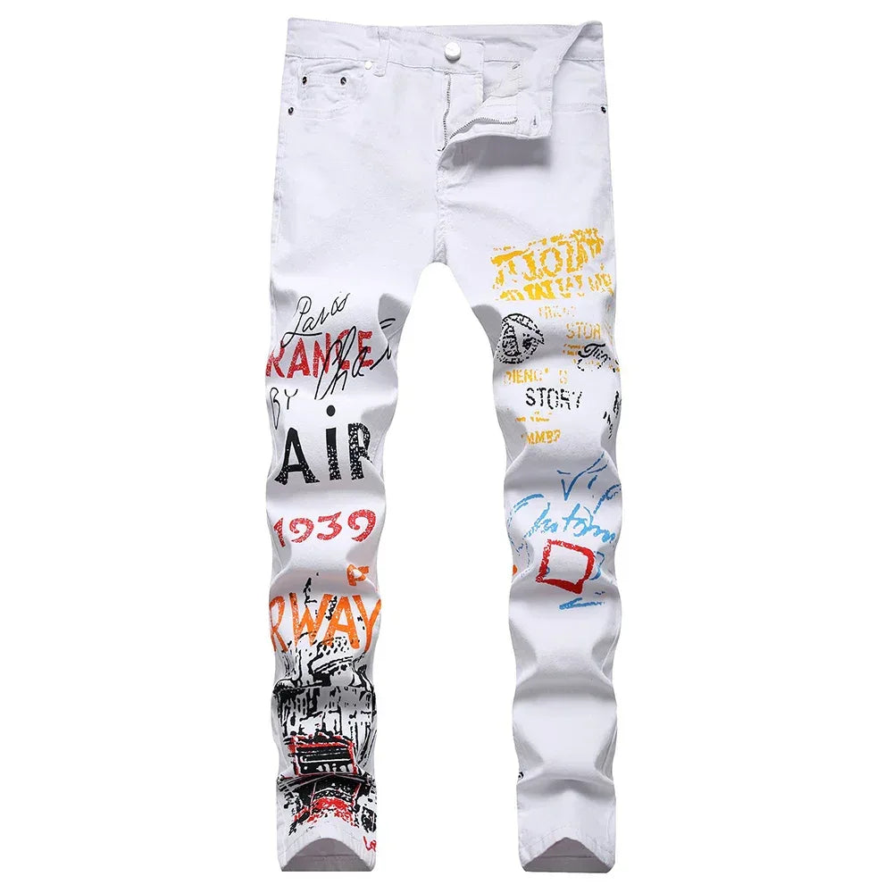 Men's Stylish Jeans Featuring Unique Letter Prints and patterns - ShopHub
