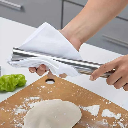 Stainless Steel Rolling Pin for Baking, Hollow Lightweight Dough Roller for Cookies Pie Dumpling Pizza, 3 Sizes