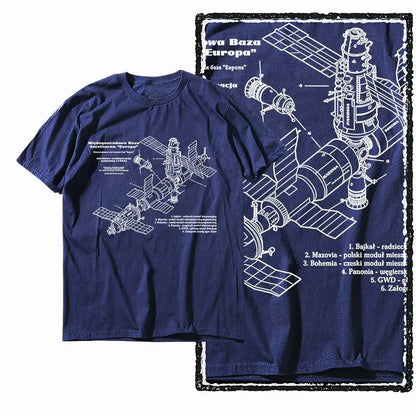 G44 NAVY Cotton Men's Cool Space Graphic T-shirt | Streetwear Big Size O-neck Men's Tee Tshirt