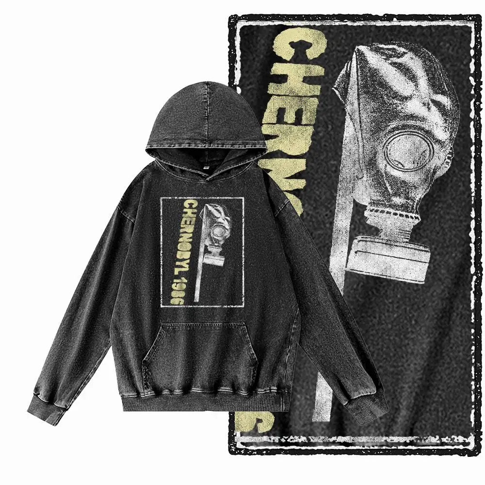 COOLMIND G24 Acid-Washed Black Graphic Hoodie