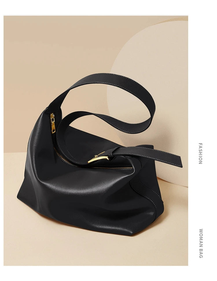FOXER Large Soft Split Leather Shoulder Bag