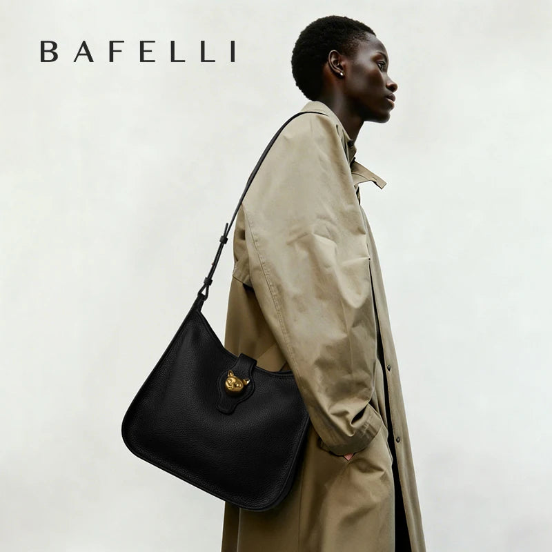 BAFELLI Natural Cattle Leather Bucket Bag