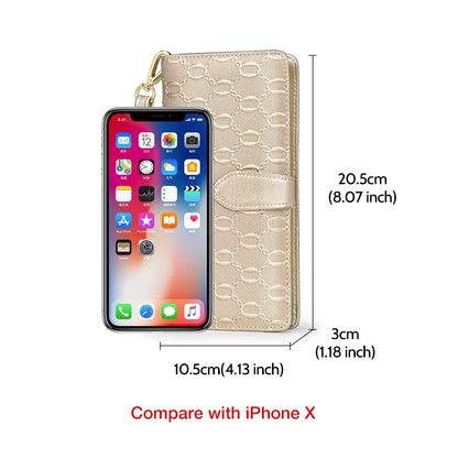 FOXER Split Leather Women's Long Wallet in Gold