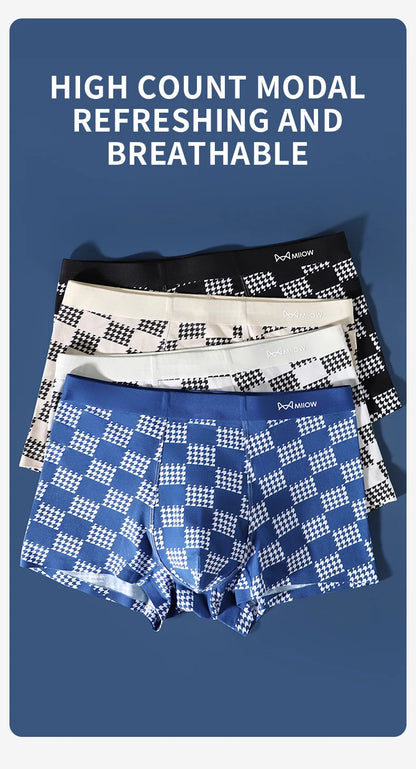 MiiOW Men's Antibacterial Boxer Shorts - 3Pcs Modal Cotton Underwear