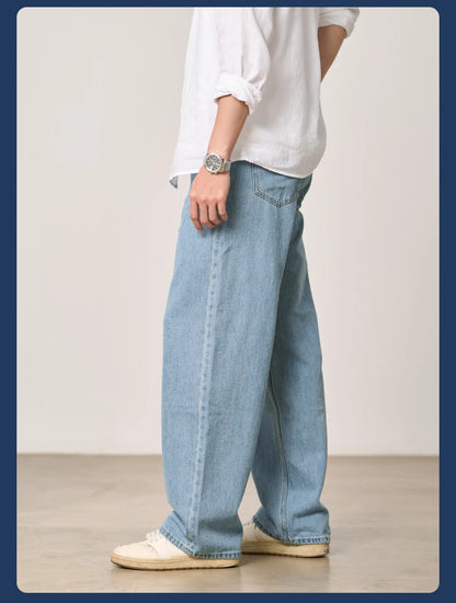 SIMWOOD High Standard 2026 Spring Summer New Baggy Style 12oz  Natural Hemp Cotton Blend  Fabric Jeans Men Vintage Denim Pants