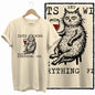 COOLMIND Beige Cat Graphic T-Shirt | Women's Relaxed Fit