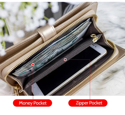 FOXER Split Leather Women's Long Wallet in Gold