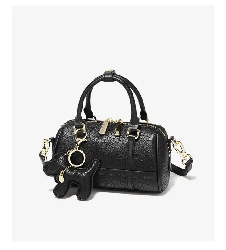 FOXER 2026 New Women's Handbag Fashion Barrel Bag Textured Cowhide Leather Lady Crossbody Bag Casual Commuter Shoulder Purse