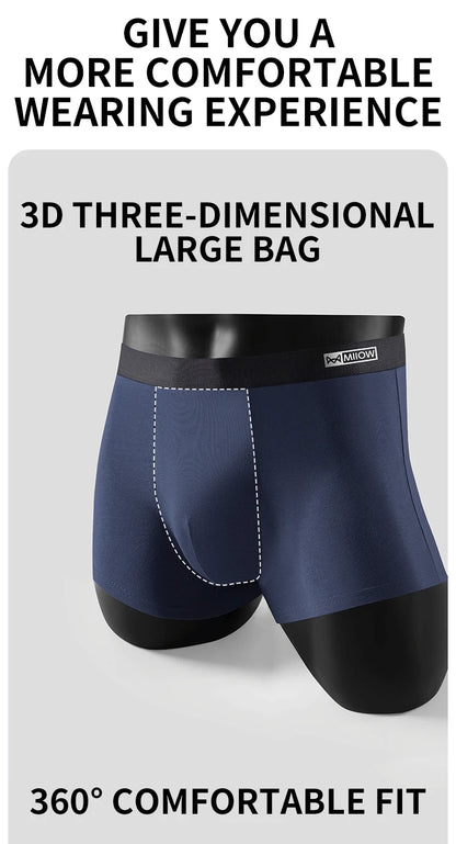 MiiOW Cotton Men's Boxer Shorts - 4Pcs Breathable Antibacterial Underwear for Men