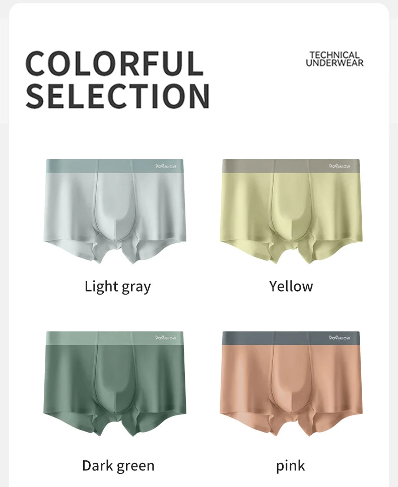 MiiOW Silkly Cool Men Underwear - 3Pcs Antibacterial Crotch Boxer Briefs