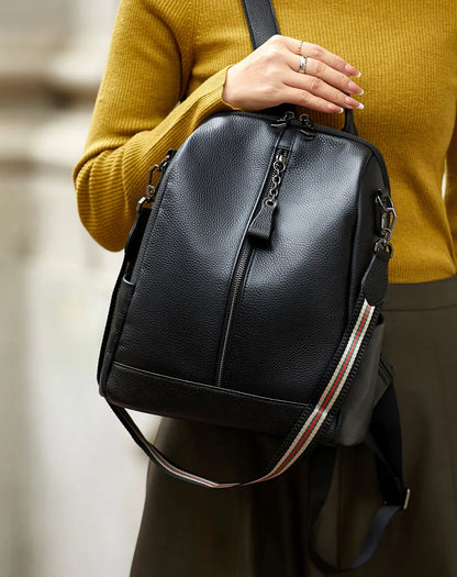 ZOOLER HOT Full Genuine Leather Backpack Women Fashion Backpack Black College Girls Bags Zipper Design Real Leather Bags #hs222