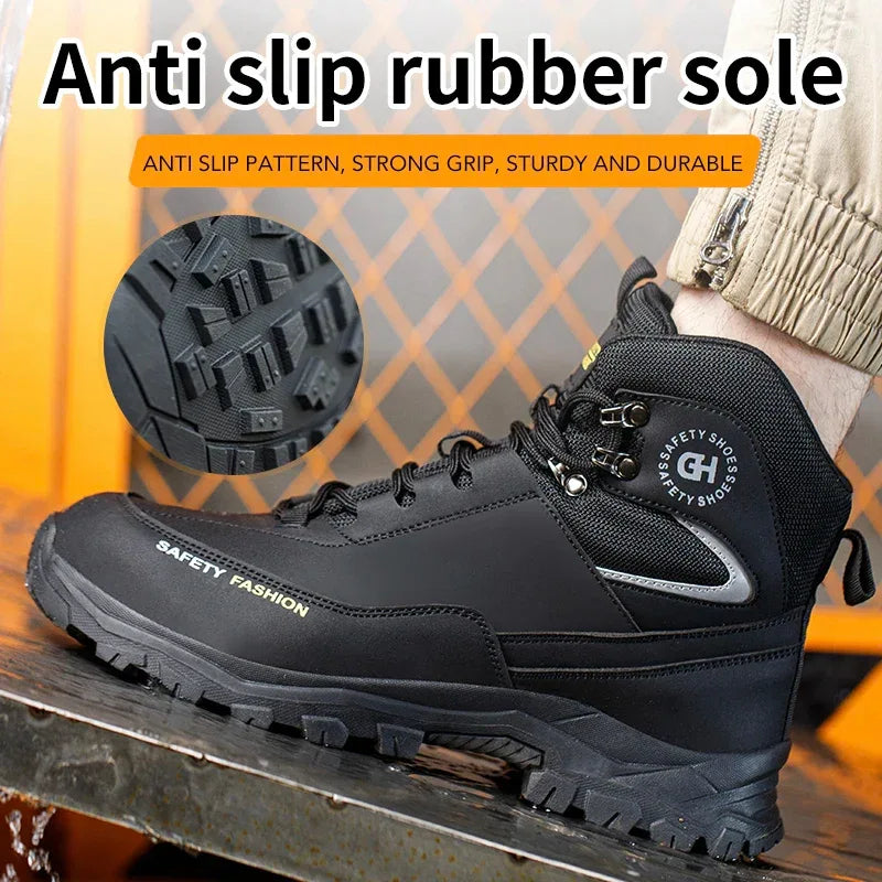 Men's Work Safety Boots Featuring Steel Toe Protection, Anti-Puncture Design - ShopHub