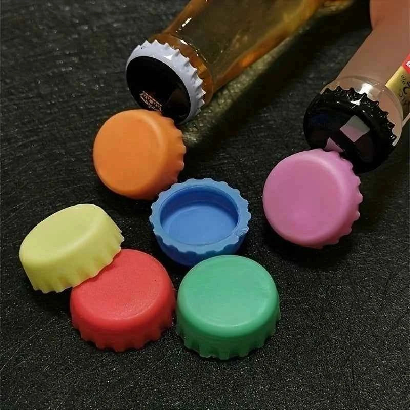 6-Piece Reusable Silicone Bottle Stoppers Set, Durable Colorful Wine Beer Vinegar Sealer, Kitchen Storage