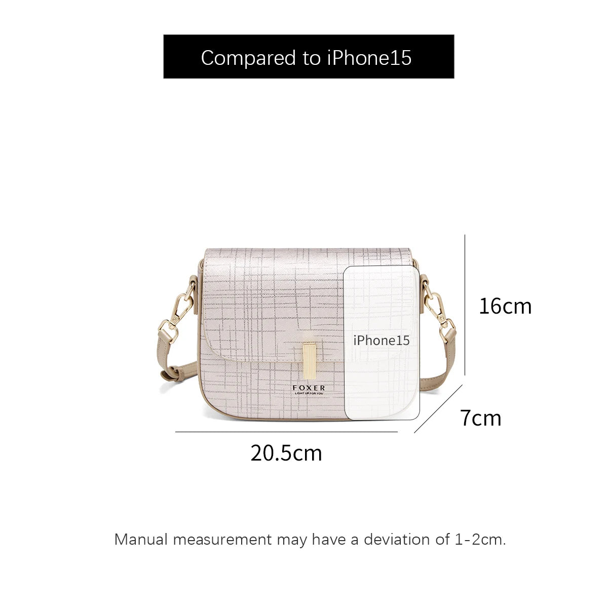 FOXER Female Shoulder Bag Split Leather Crossbody Bag Fashion Luxury Design Saddle Bag Commute Daily Use Gift for Lover