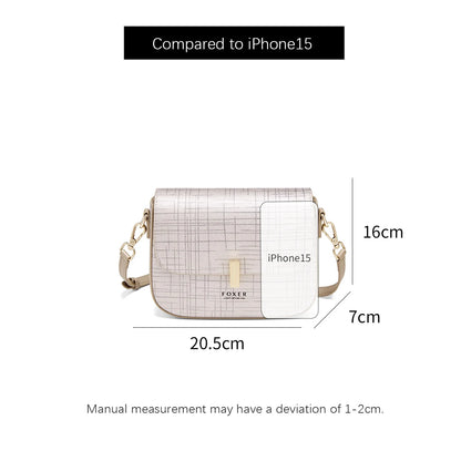FOXER Female Shoulder Bag Split Leather Crossbody Bag Fashion Luxury Design Saddle Bag Commute Daily Use Gift for Lover