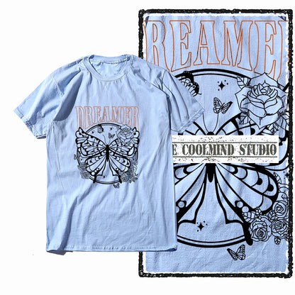 COOLMIND X0114 Winged Whimsy Butterfly Cotton Tee