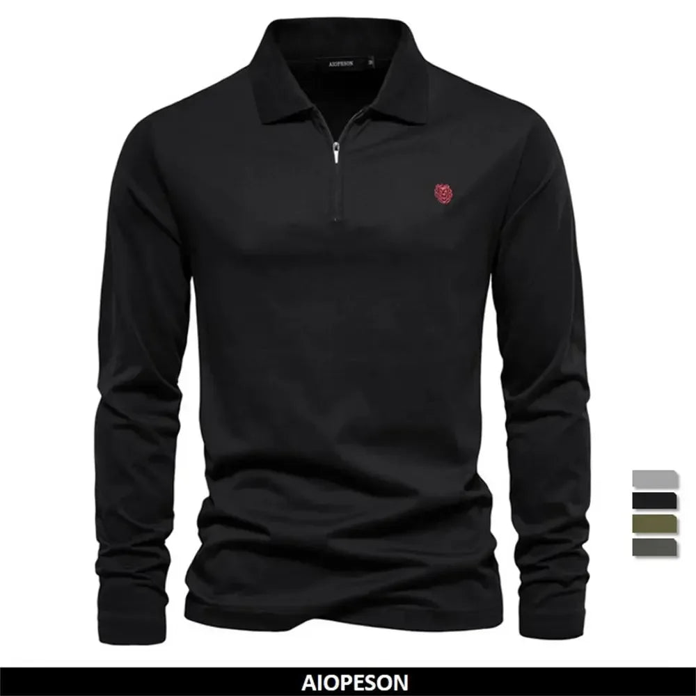 AIOPESON Long Sleeve Men's Polo Shirts - ShopHub