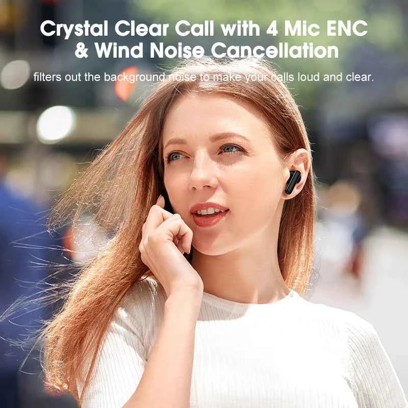 QCY T13 ANC Wireless Earphones Bluetooth 5.3 with 28dB Active Noise Cancellation and 4 Mics ENC for Low Latency TWS Experience