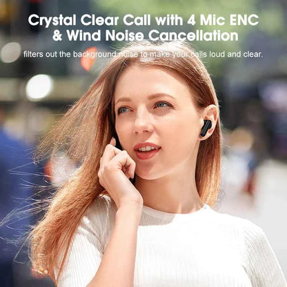 QCY T13 ANC Wireless Earphones Bluetooth 5.3 with 28dB Active Noise Cancellation and 4 Mics ENC for Low Latency TWS Experience