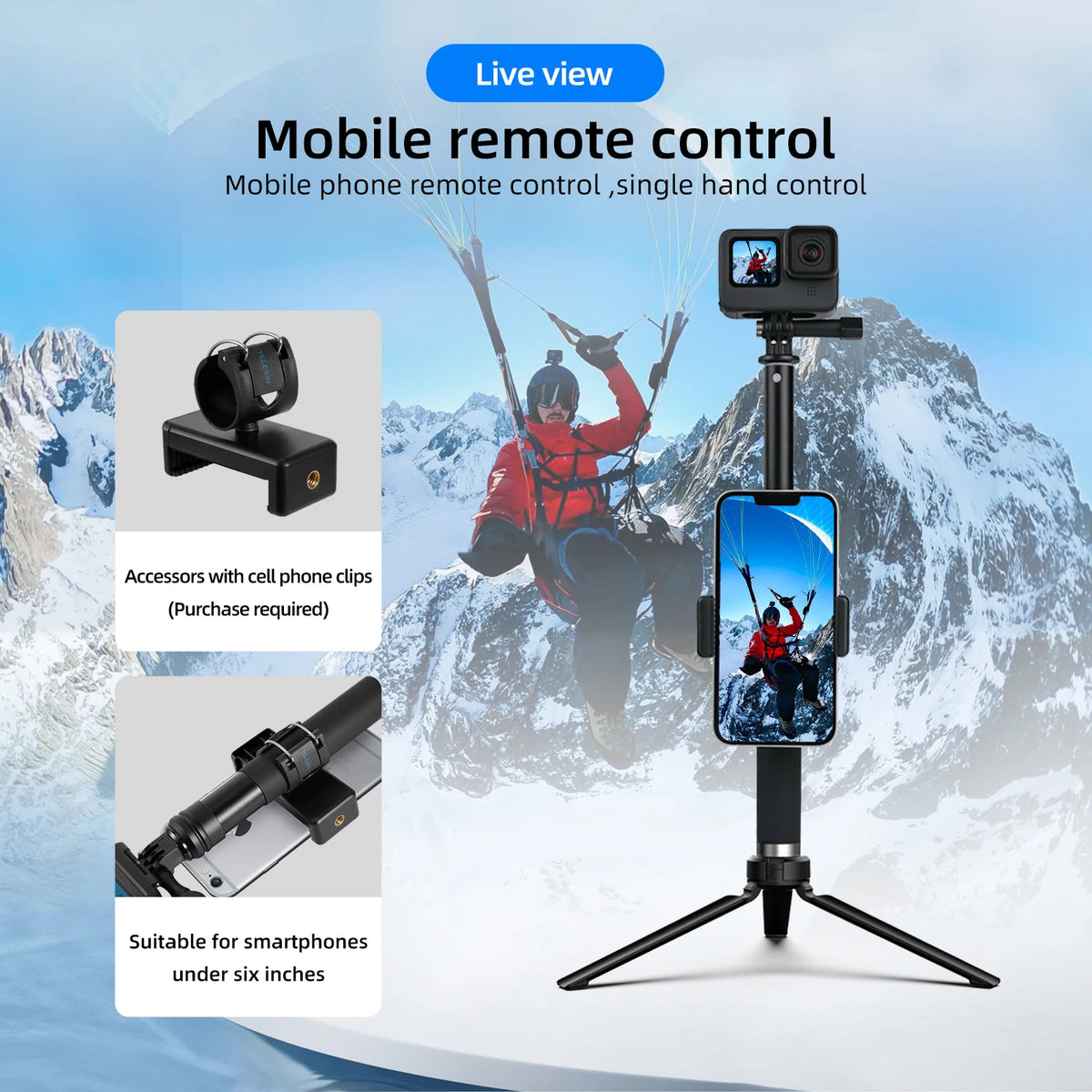 TELESIN GoPro Selfie Stick 360° Rotation Foldable